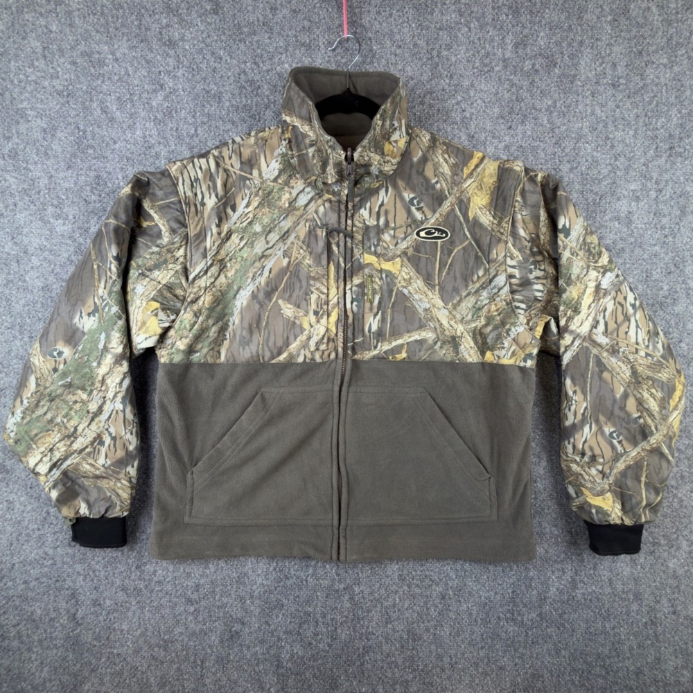Drake Waterfowl Systems Mossy Oak Camo Zip Off Sleeve Jacket Vest Mens Small